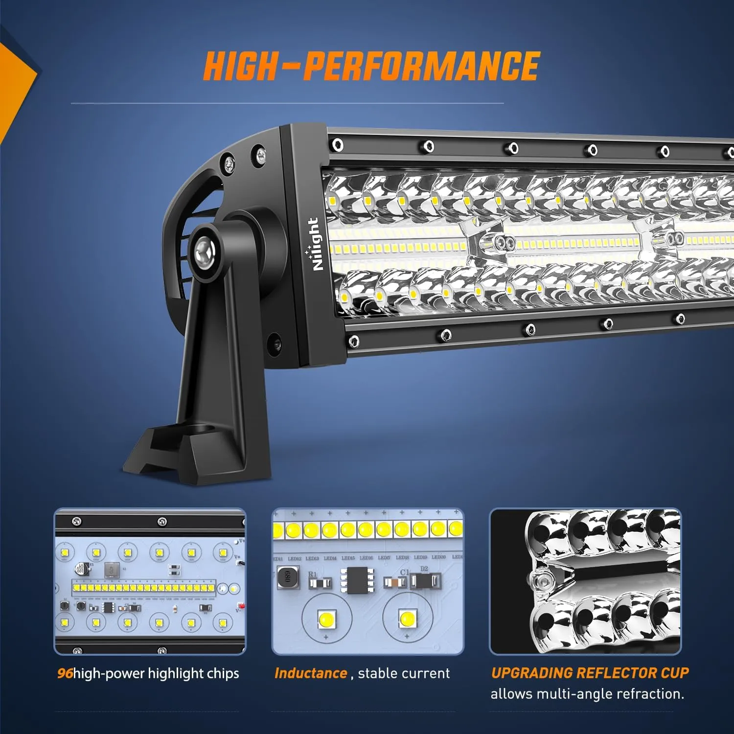 13.5 Inch 288W Triple Row 96LEDs Spot Flood LED Light Bar