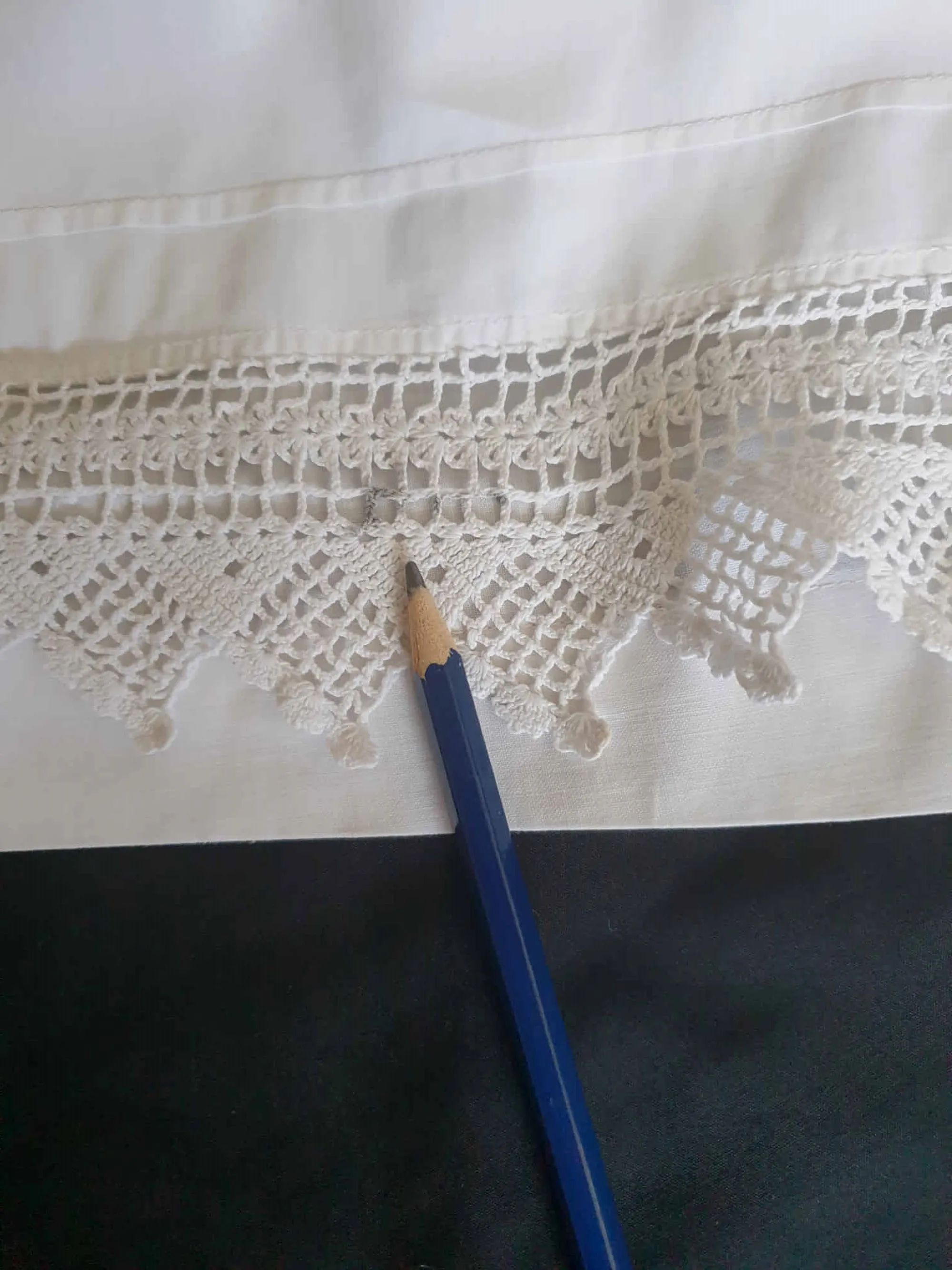 1920s White Cotton Petticoat Dress With Crocheted Edging - L