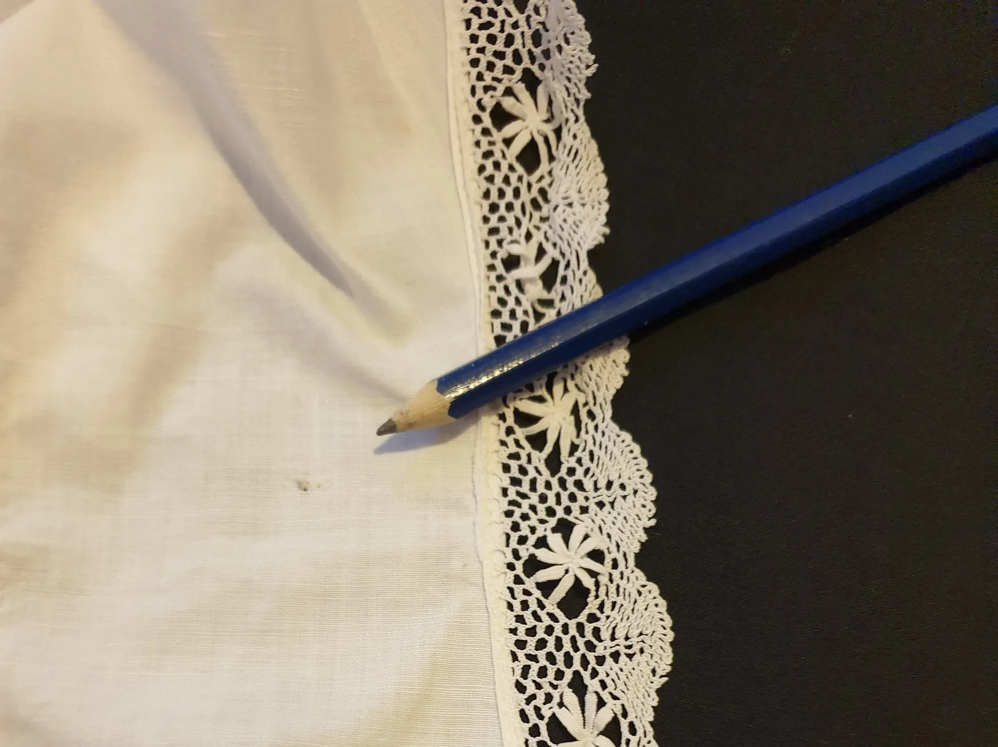 1920s White Cotton Petticoat Dress With Crocheted Edging - L