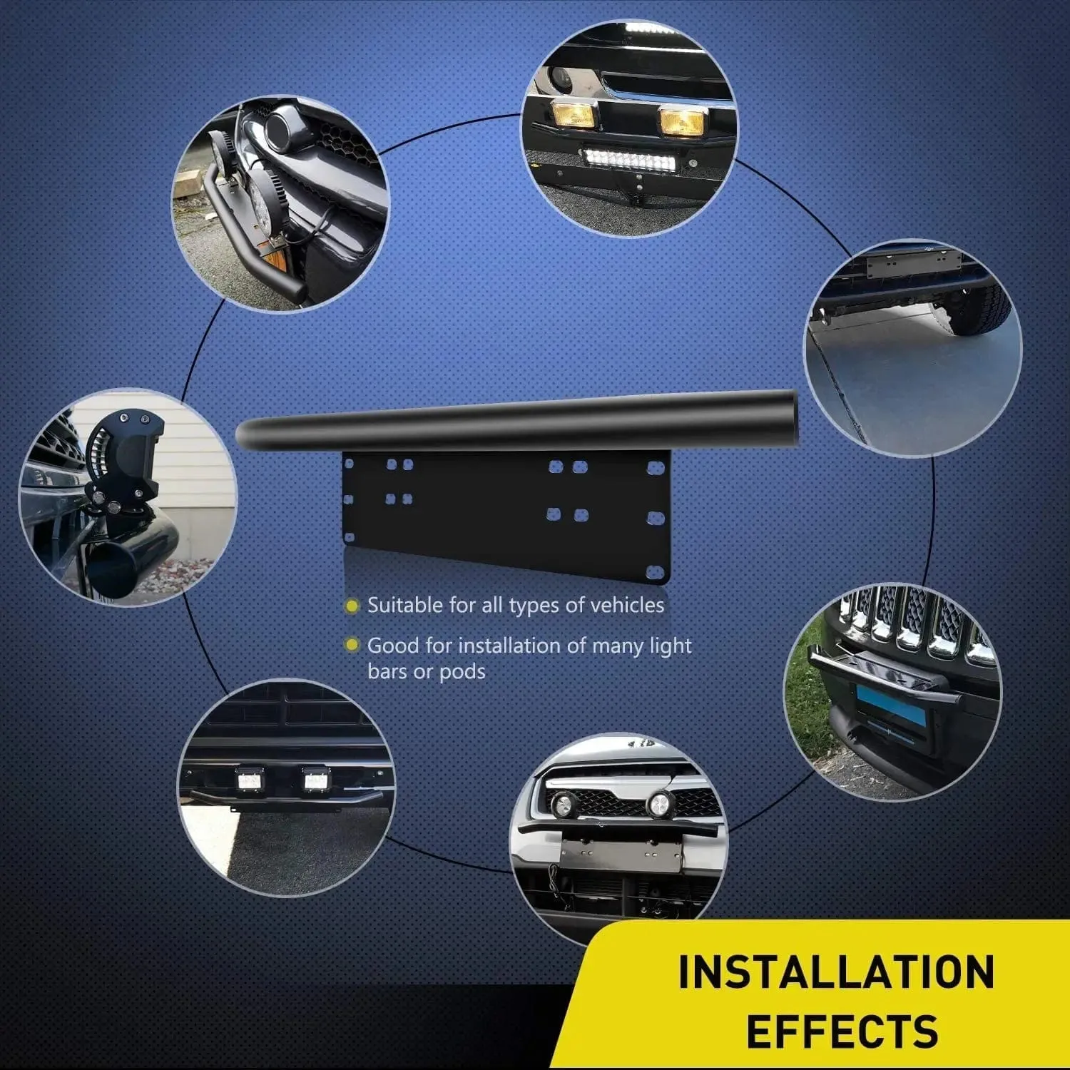 20 Inch 126W Double Row Spot Flood Led Light Bar Front License Plate Mount | 16AWG Wire 3Pin Switch