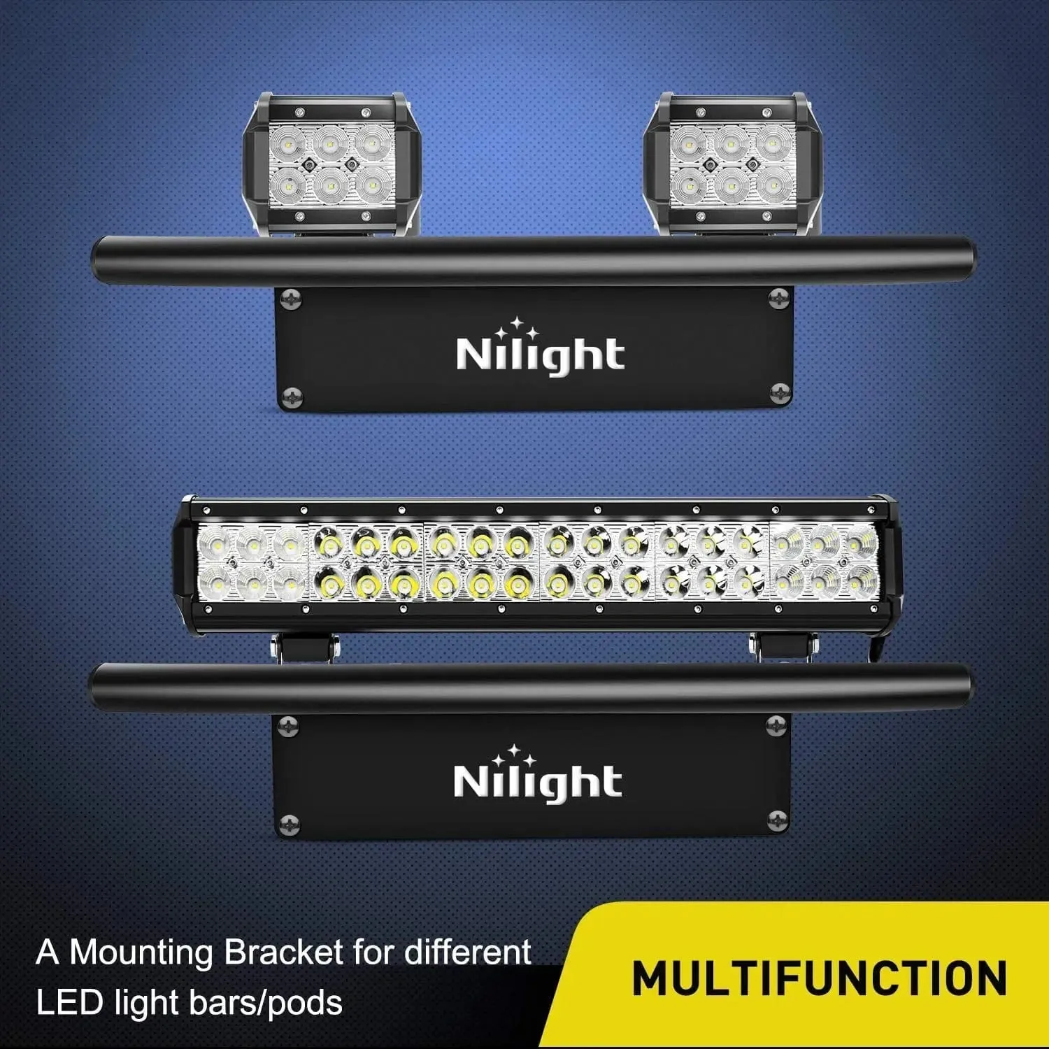 20 Inch 126W Double Row Spot Flood Led Light Bar Front License Plate Mount | 16AWG Wire 3Pin Switch