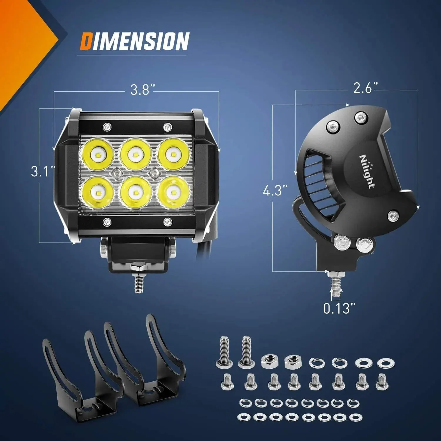 20 Inch 126W Double Row Spot Flood Led Light Bars | 2Pcs 4 Inch 18W Spot Light Pods | 16AWG Wire 3Pin Switch