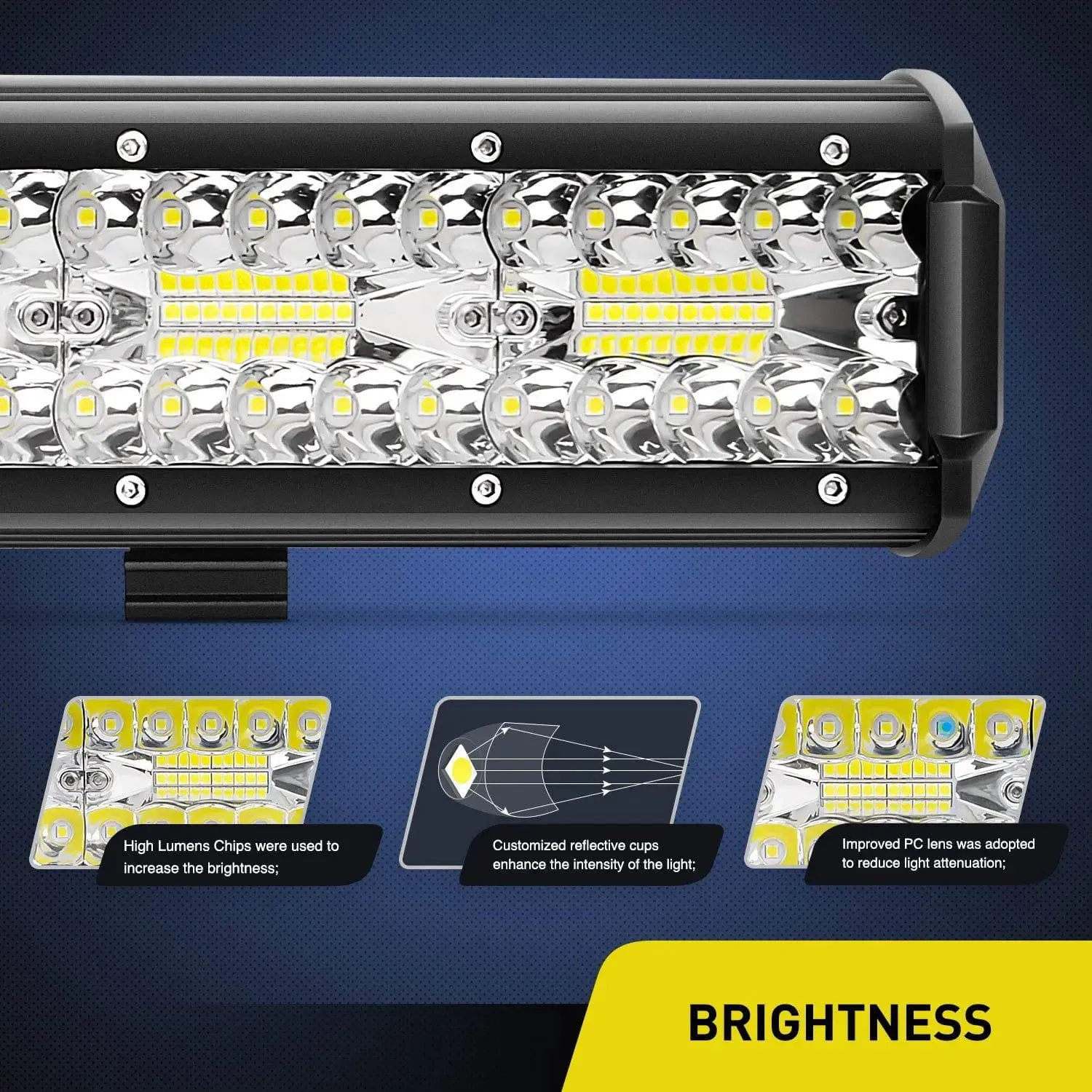20 Inch 420W Triple Row Spot Flood Led Light Bar | 4Pcs 4 Inch 60W Triple Row Combo Light Pods