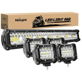 20 Inch 420W Triple Row Spot Flood Led Light Bar | 4Pcs 4 Inch 60W Triple Row Combo Light Pods