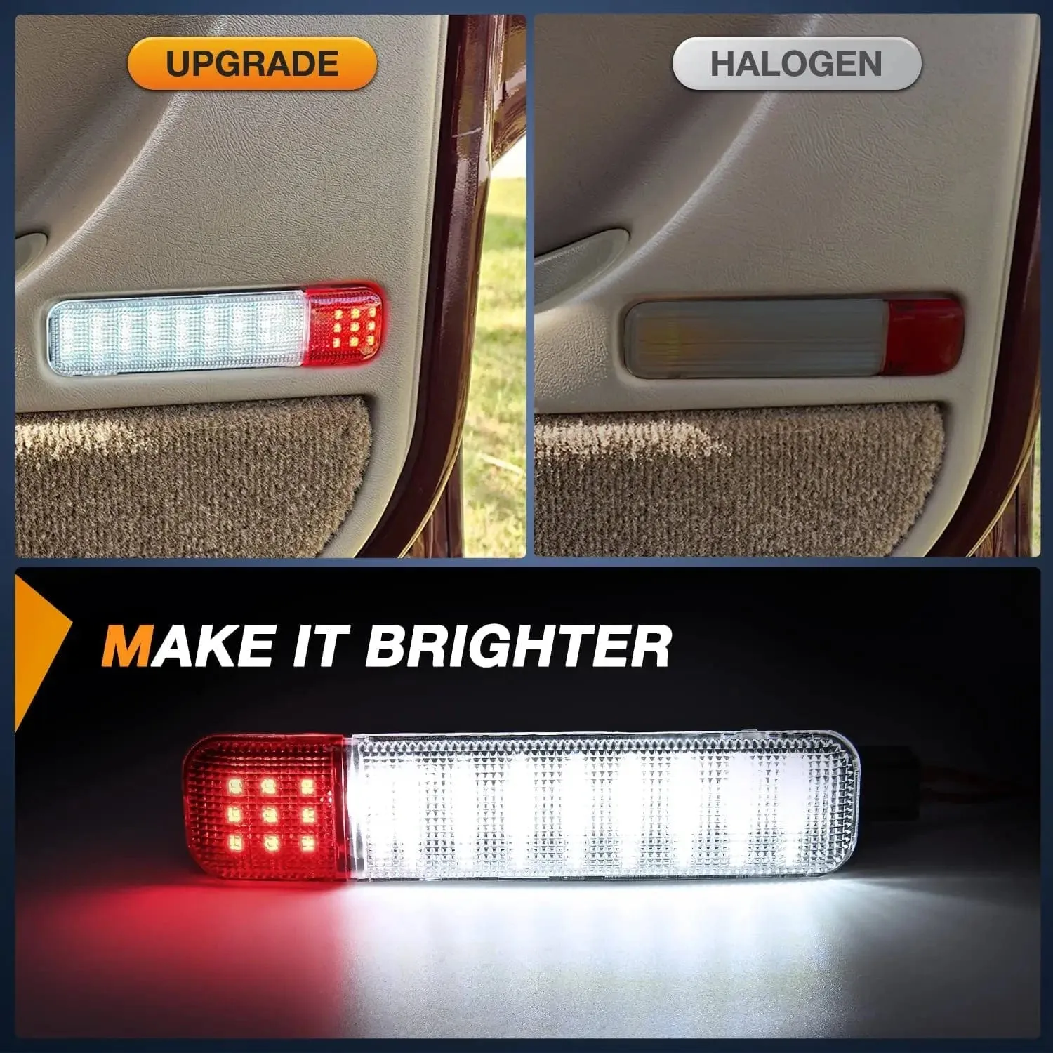 2PCS LED Interior Door Panel Light Courtesy Warning Lights White Red for Chevy GMC Silverado Sierra 1500 2500 3500 HD Suburban Cadillac Escalade Hummer H2