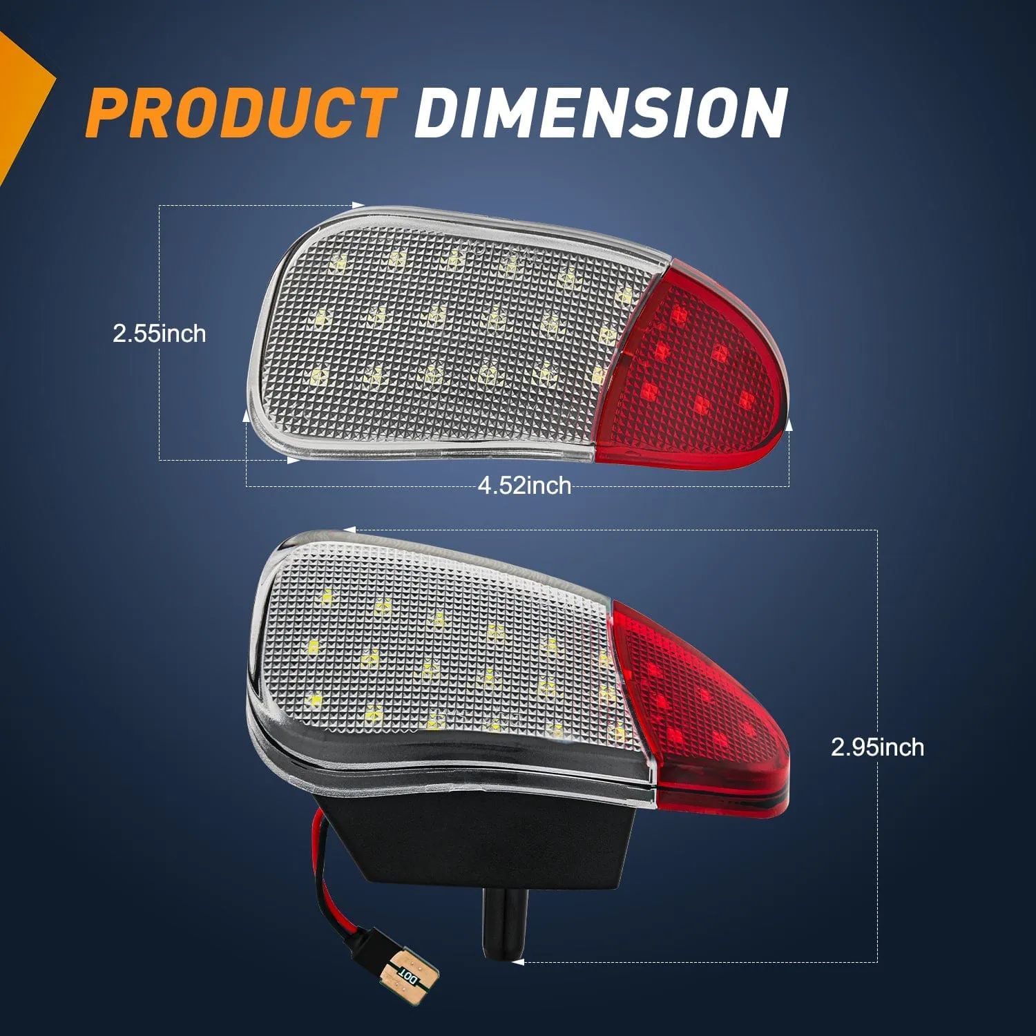 2PCS LED Interior Door Panel Light Courtesy Warning Lights White Red Plug and Play Compatible with Ford F-150 1997-2003 F-250 Lobo1997-1999 F-150 SVT 1999-2022 Heritage 2004