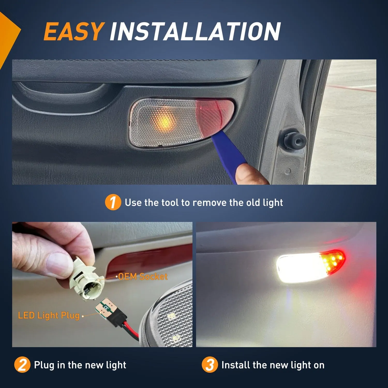 2PCS LED Interior Door Panel Light Courtesy Warning Lights White Red Plug and Play Compatible with Ford F-150 1997-2003 F-250 Lobo1997-1999 F-150 SVT 1999-2022 Heritage 2004