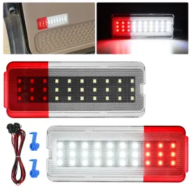 2PCS LED Interior Door Panel Light Courtesy Warning Lights White Red Plug and Play Compatible with Ford F250 F350 F450 F550 Super Duty 1999-2007 Excursion 2000-2005