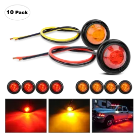 3/4 inch Amber Red Round LED Marker Lights (10 Pcs)