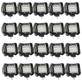 4 Inch 60W 6000LM Triple Row Spot Flood Led Pods (20 Packs)