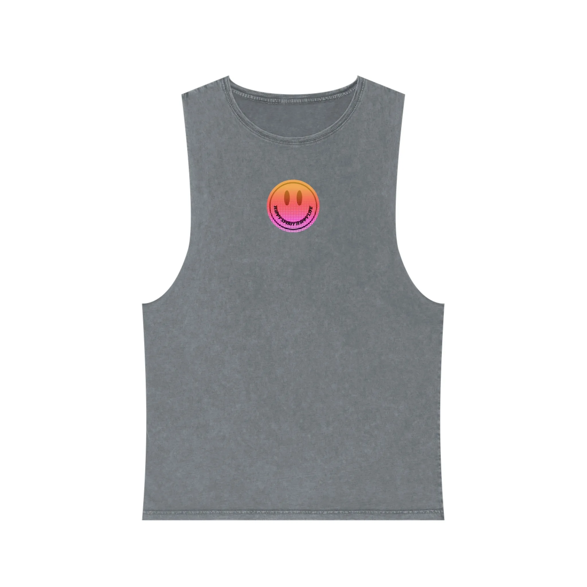 Aesthetic Smile Tank Top, Rocker Edge Tank Top, tone wash Retro 80's Tank Top, Unisex Stonewash Tank Top