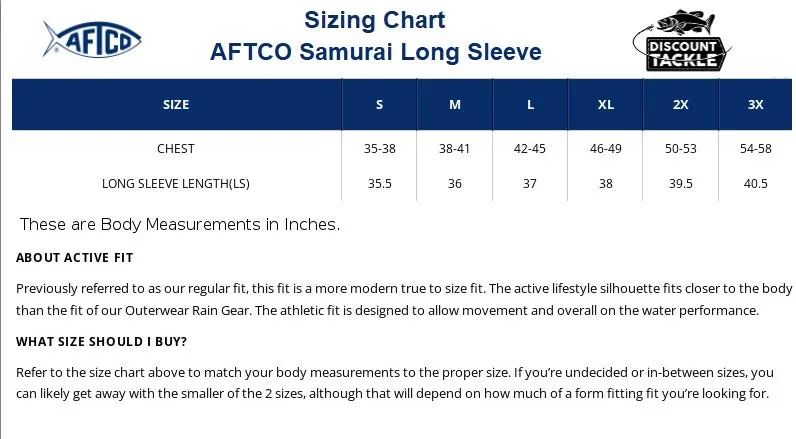 AFTCO Samurai Long Sleeve Performance Sun Shirt