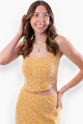 Amber Ditsy Square Neck Crop Top