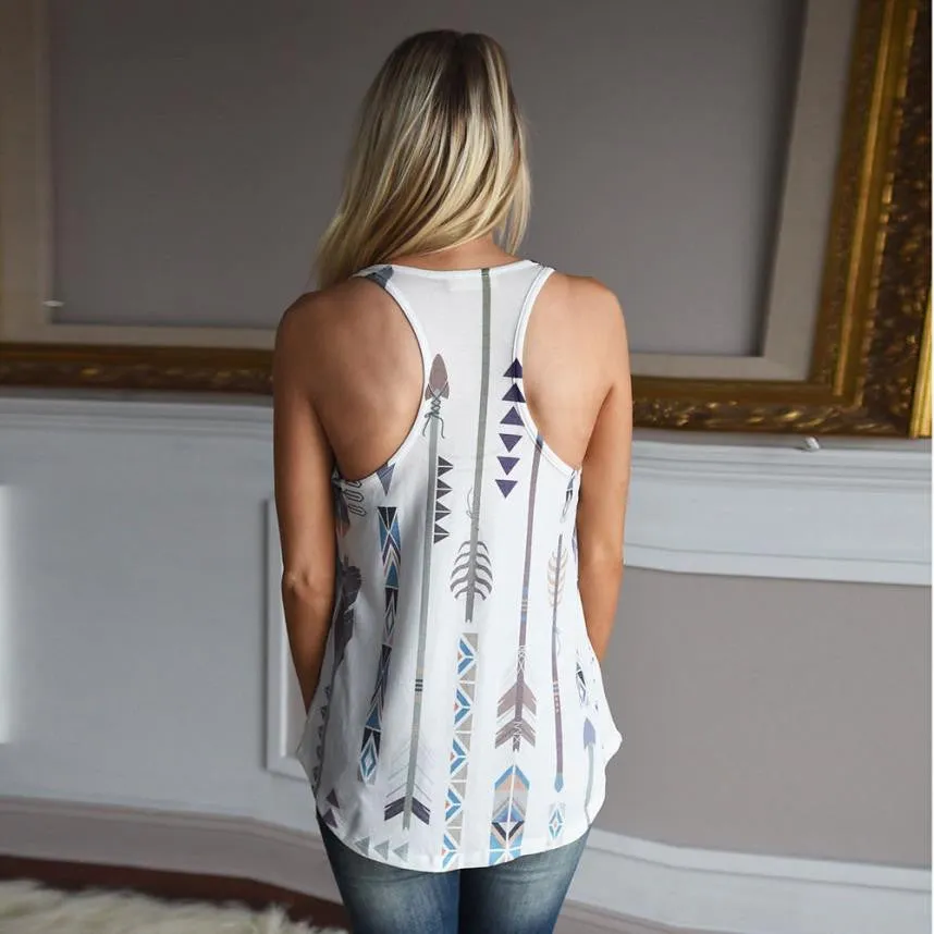 Arrow Sleeveless O Neck Tank Top