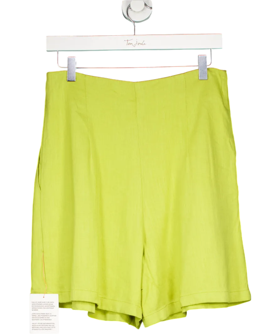 ASOS Green Linen Blend Pleated Shorts UK 10