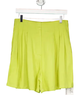 ASOS Green Linen Blend Pleated Shorts UK 10