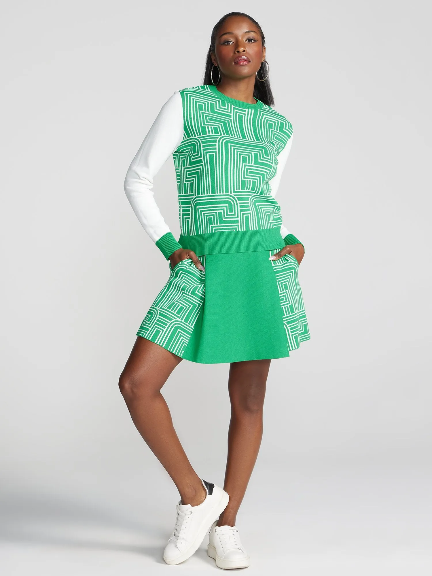 Bakari Geometric-Print High Rise Tennis Skirt