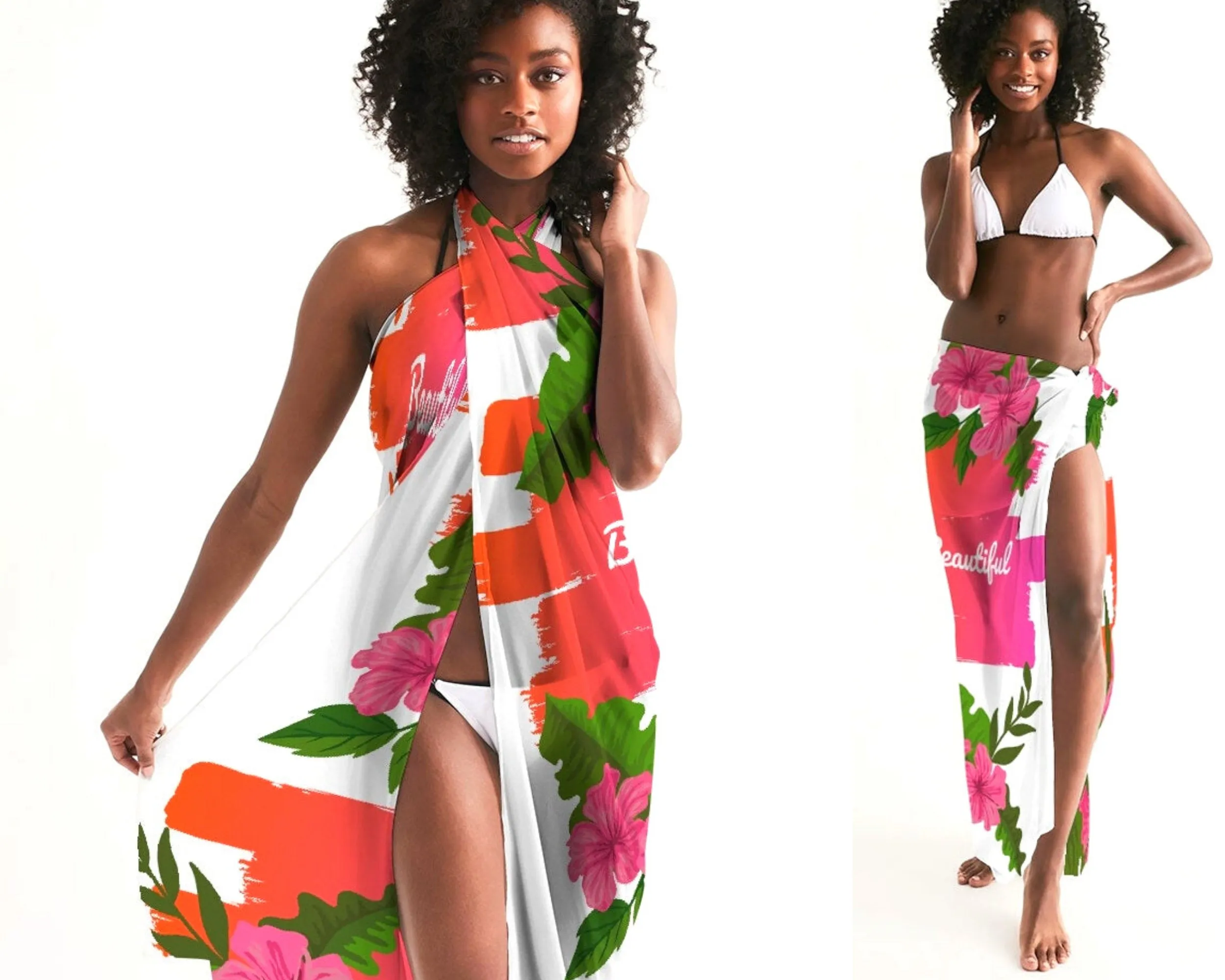Beautiful Pink Hibiscus Swim Cover Up
