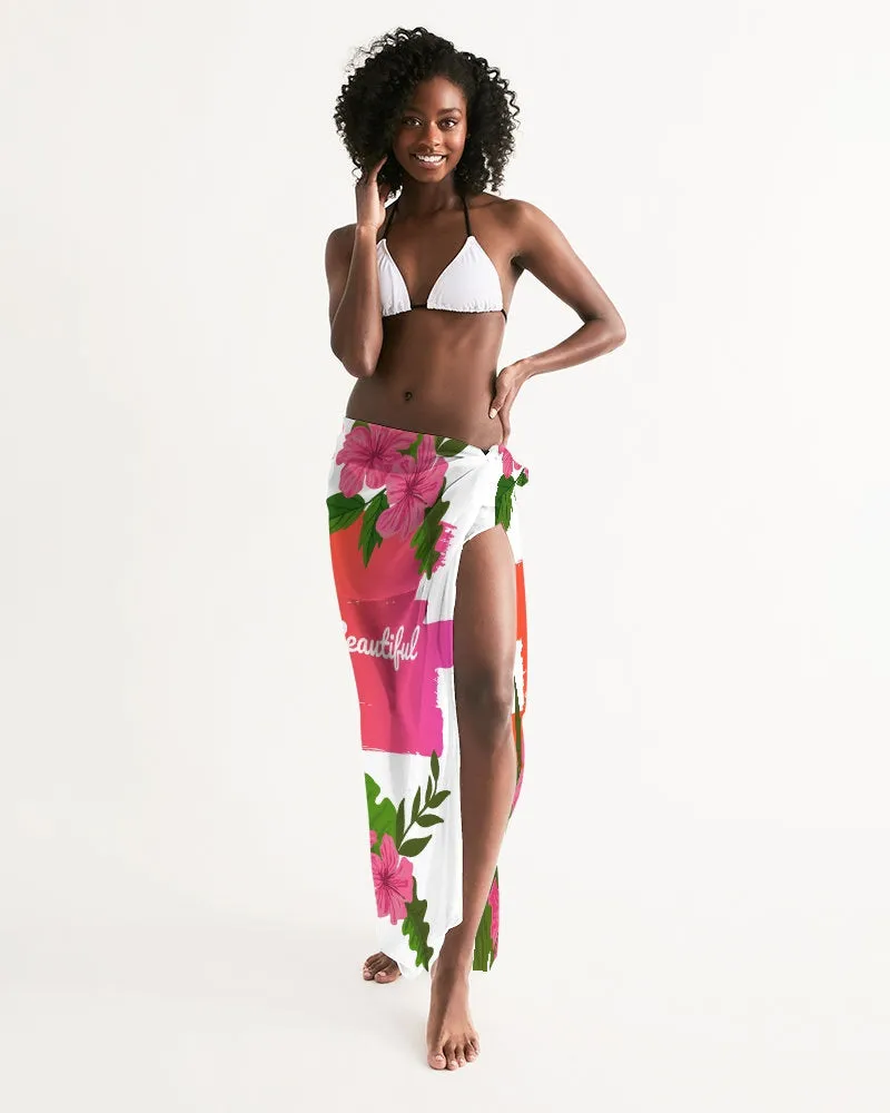 Beautiful Pink Hibiscus Swim Cover Up