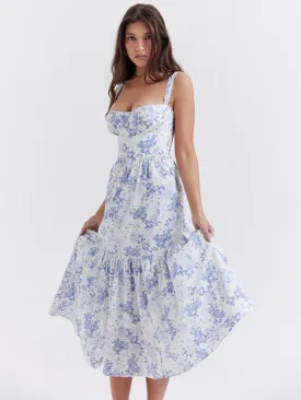 Blue Zone Planet |  Lyra's Floral Midi A-Line Sling Tier Dress
