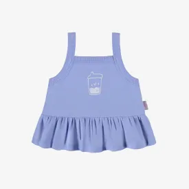Camisole bleue lavande à bretelles minces en coton, bébé || Lavender blue tank top with thin straps in cotton, baby