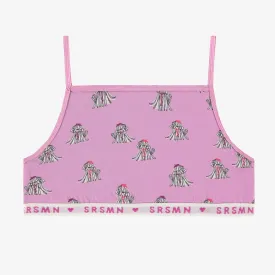 Camisole courte mauve à motifs, enfant  ||  Short purple camisole with all over print, child