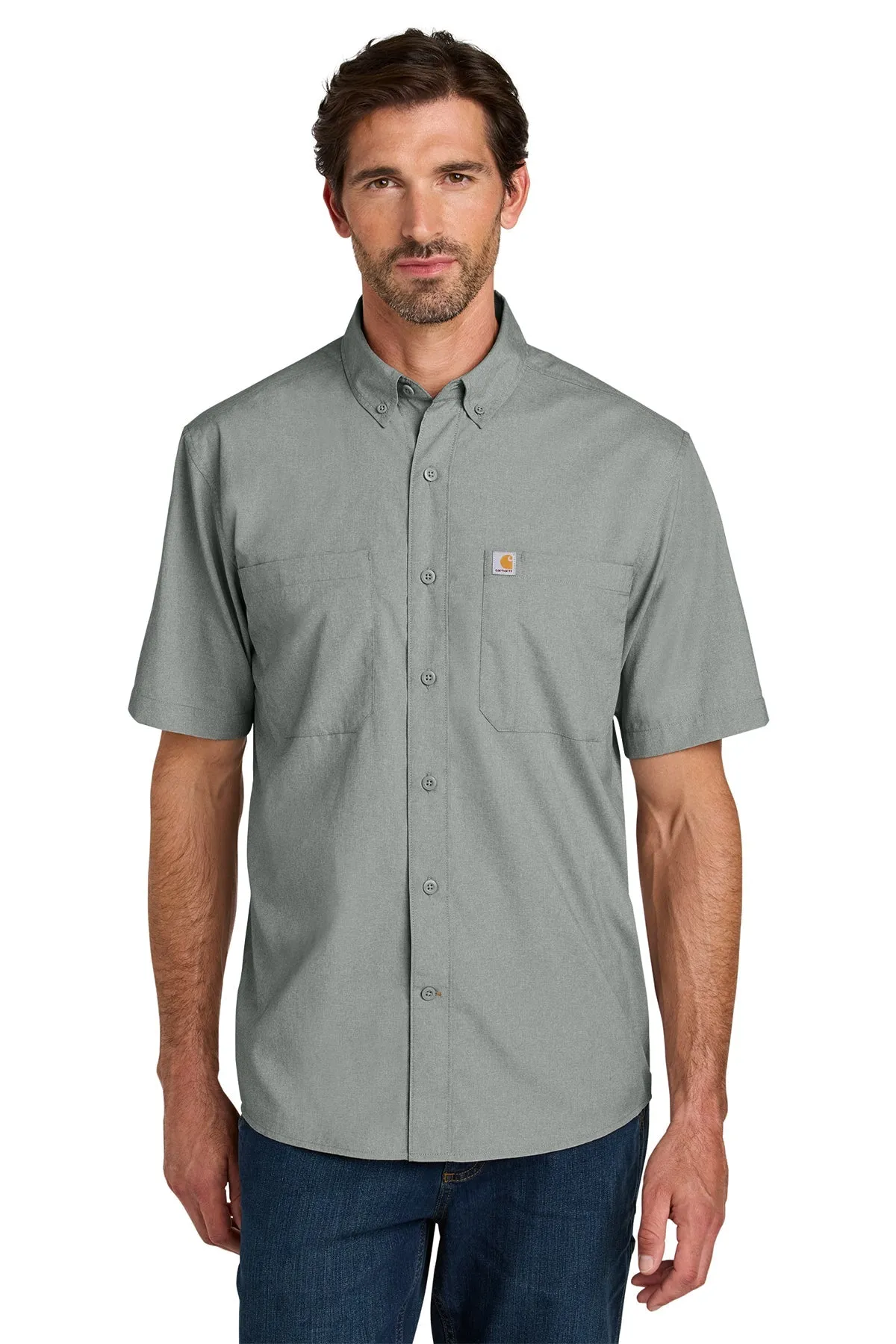 Carhartt Force Sun Defender Short Sleeve Custom Shirts, Steel