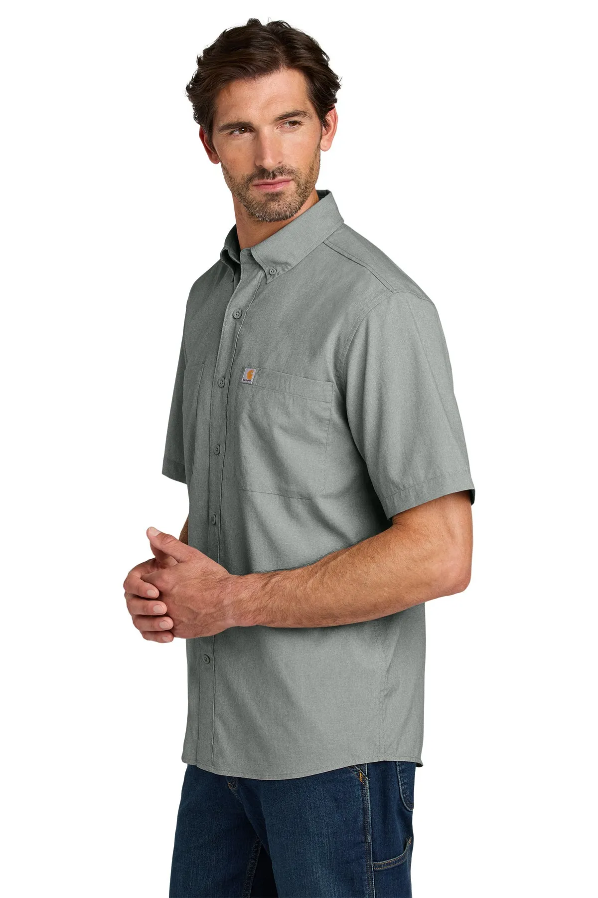 Carhartt Force Sun Defender Short Sleeve Custom Shirts, Steel