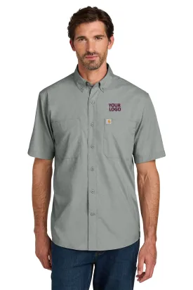 Carhartt Force Sun Defender Short Sleeve Custom Shirts, Steel