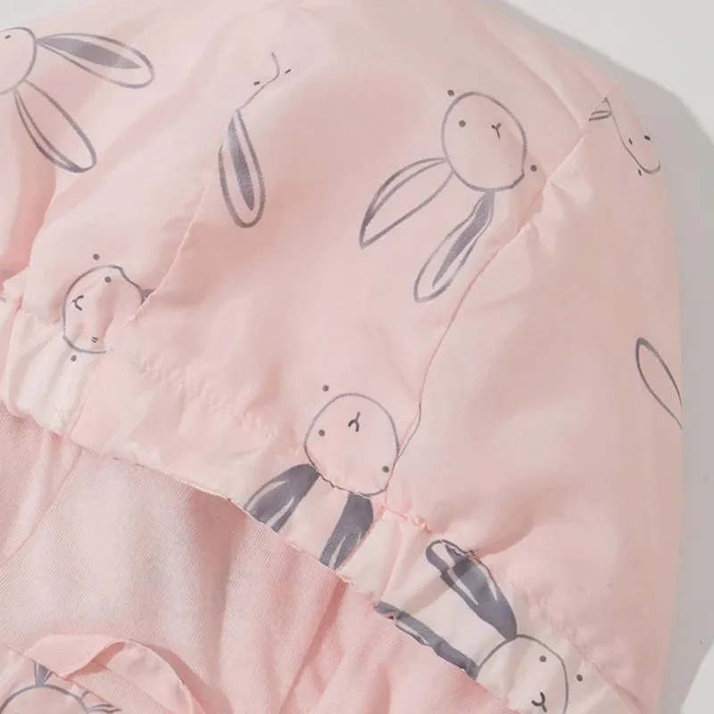 Cartoon Rabbit Printed Girls Hooded Coat