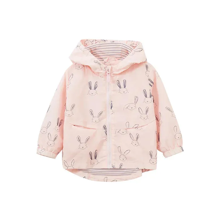 Cartoon Rabbit Printed Girls Hooded Coat