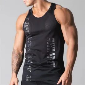 Casual Mesh Breathable Workout Gym Men Vest Muscle Sleeveless Sportswear Shirt Fashion Bodybuilding Vest Fitness Vest