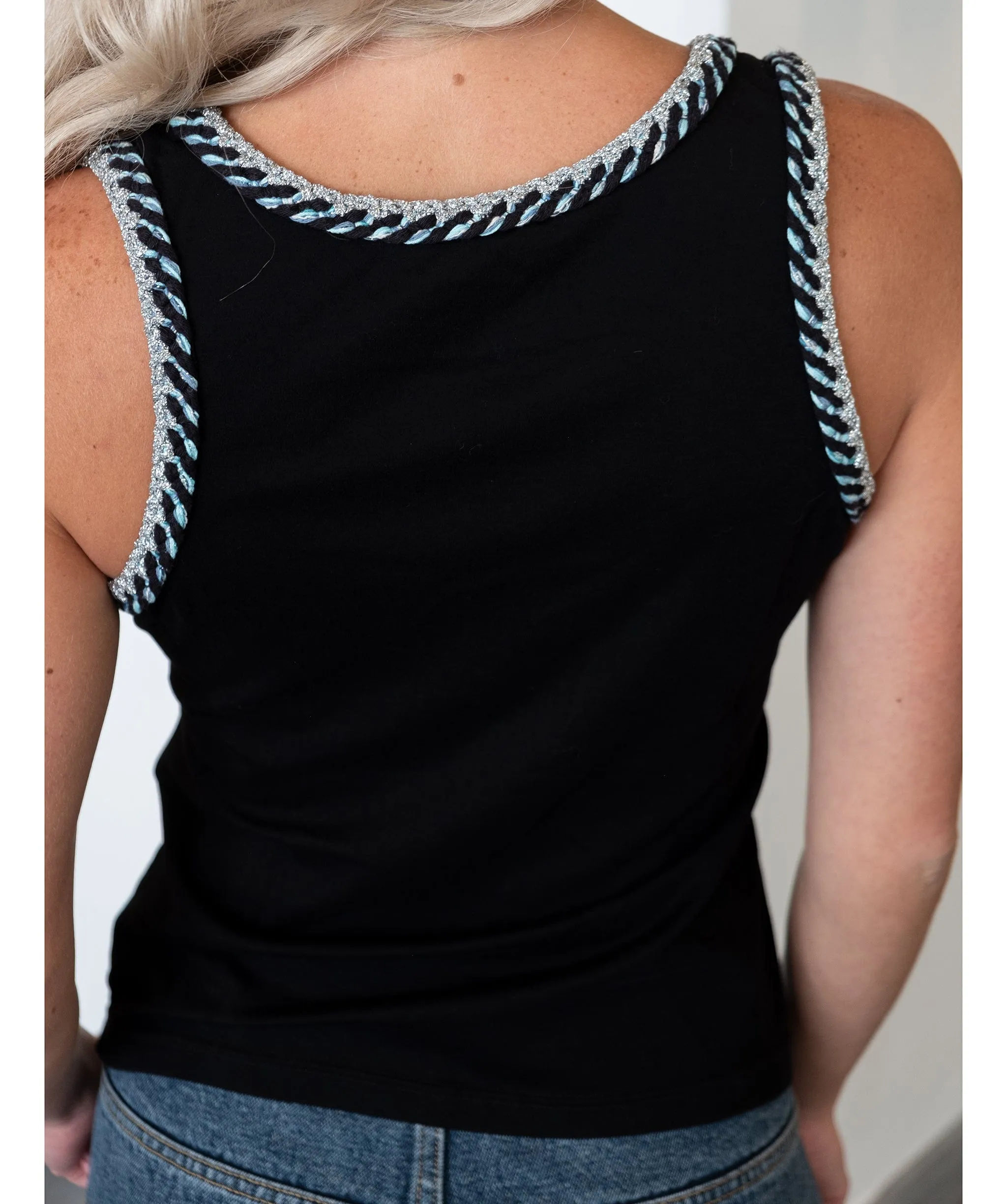 Chanel Sleeveless Tank Top Black woven detail DXBS0502
