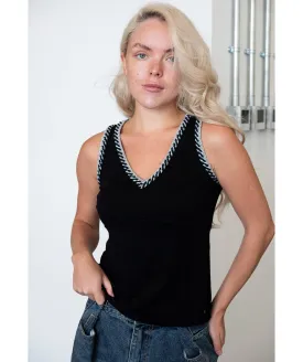 Chanel Sleeveless Tank Top Black woven detail DXBS0502
