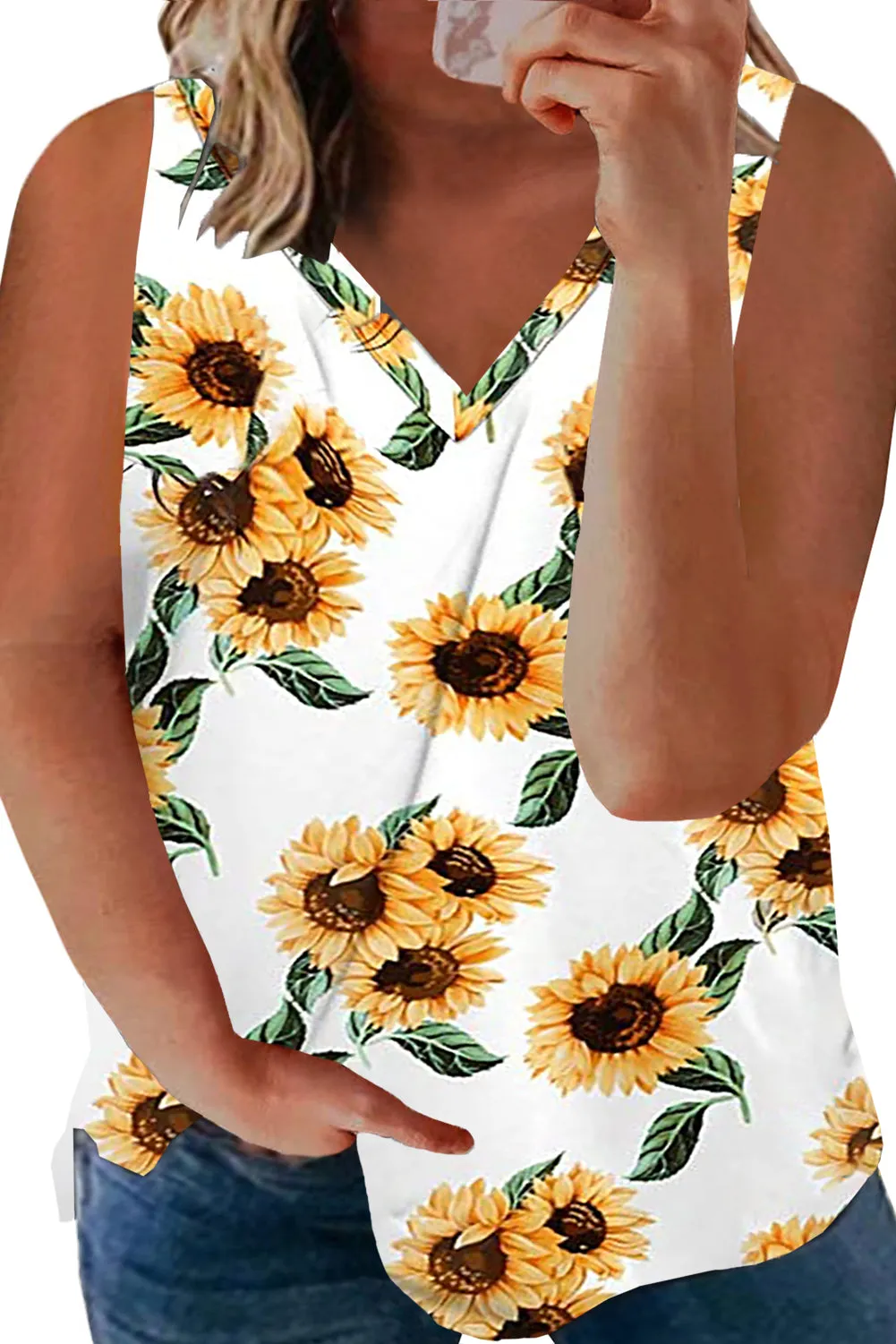 Colorblock Plus Size Sleeveless Tops