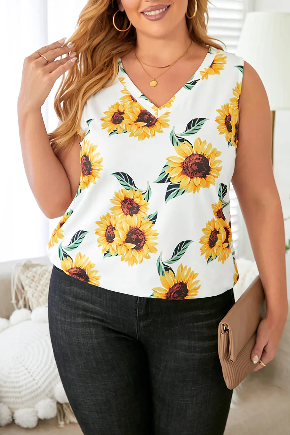 Colorblock Plus Size Sleeveless Tops