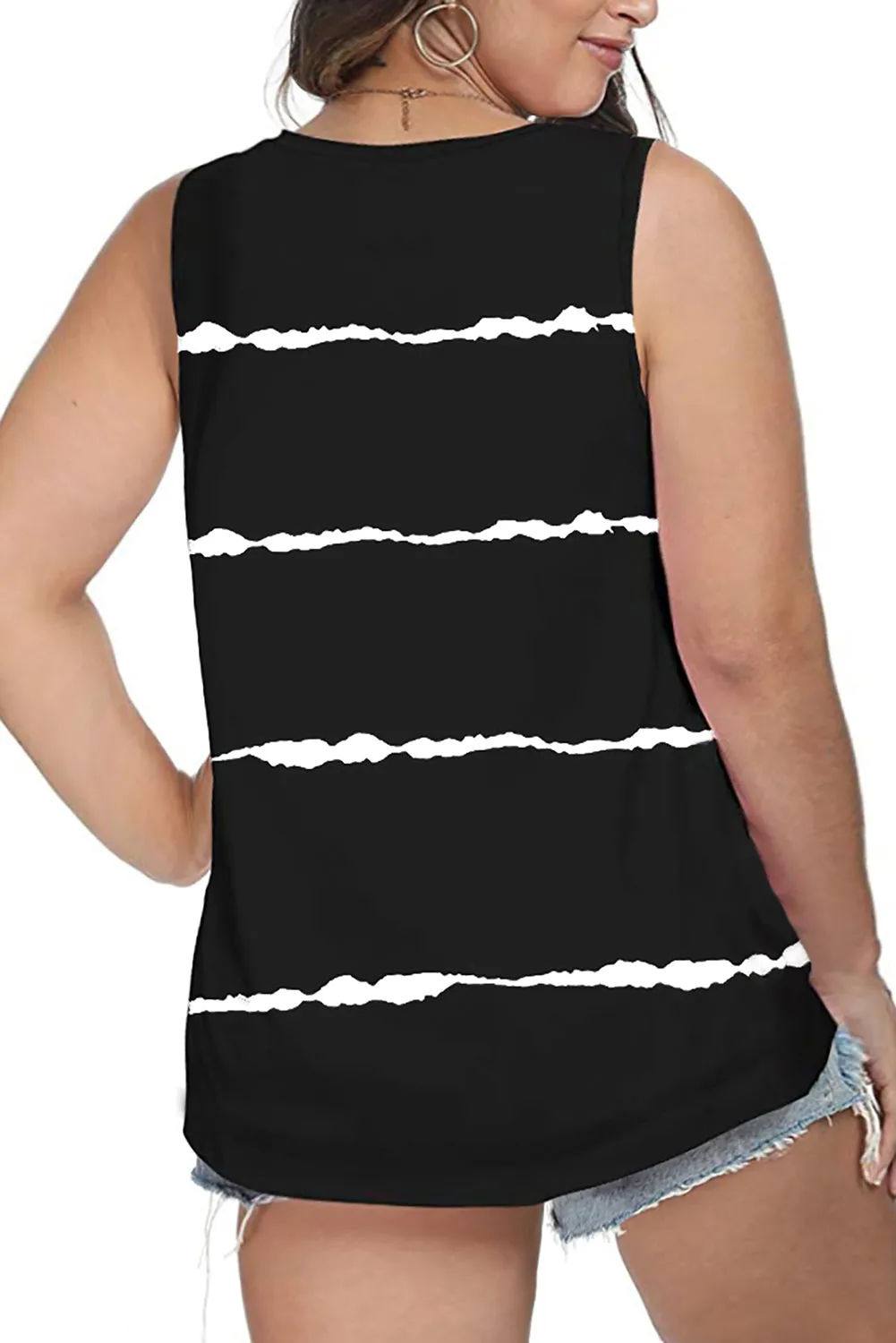 Colorblock Plus Size Sleeveless Tops