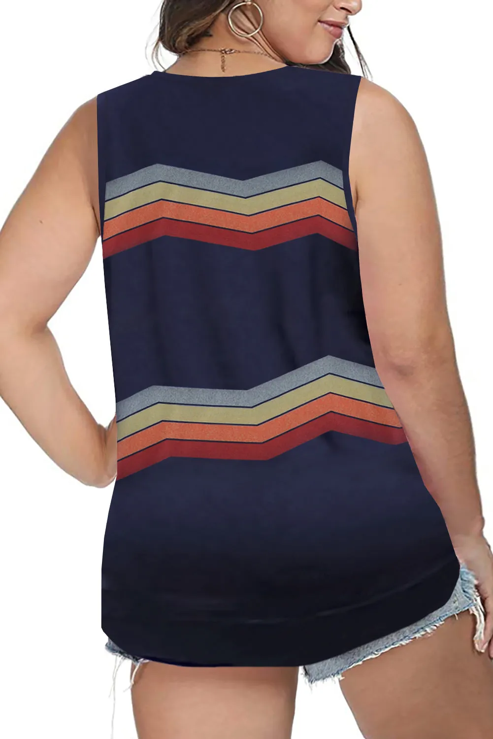 Colorblock Plus Size Sleeveless Tops