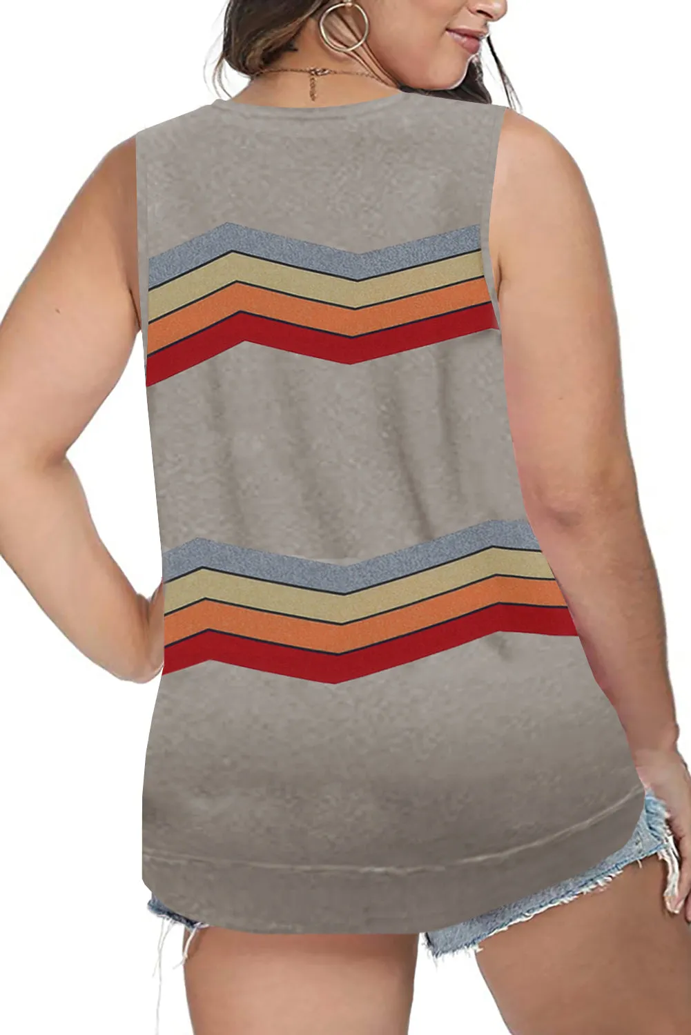 Colorblock Plus Size Sleeveless Tops