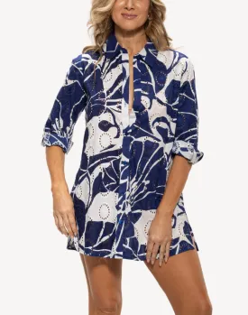 Cotton Eyelet Shirt Cover Up