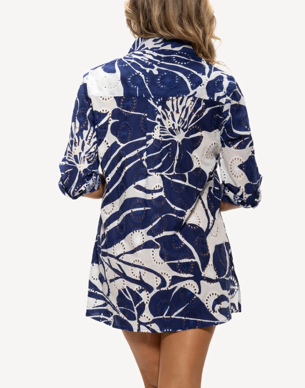 Cotton Eyelet Shirt Cover Up