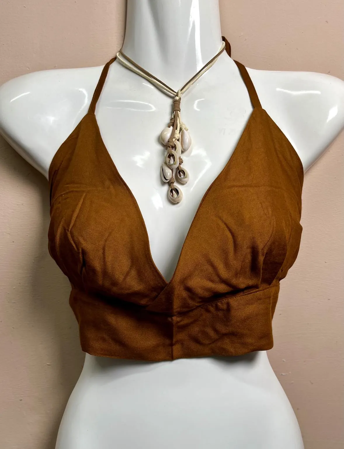 Cotton Halterneck Crop Top