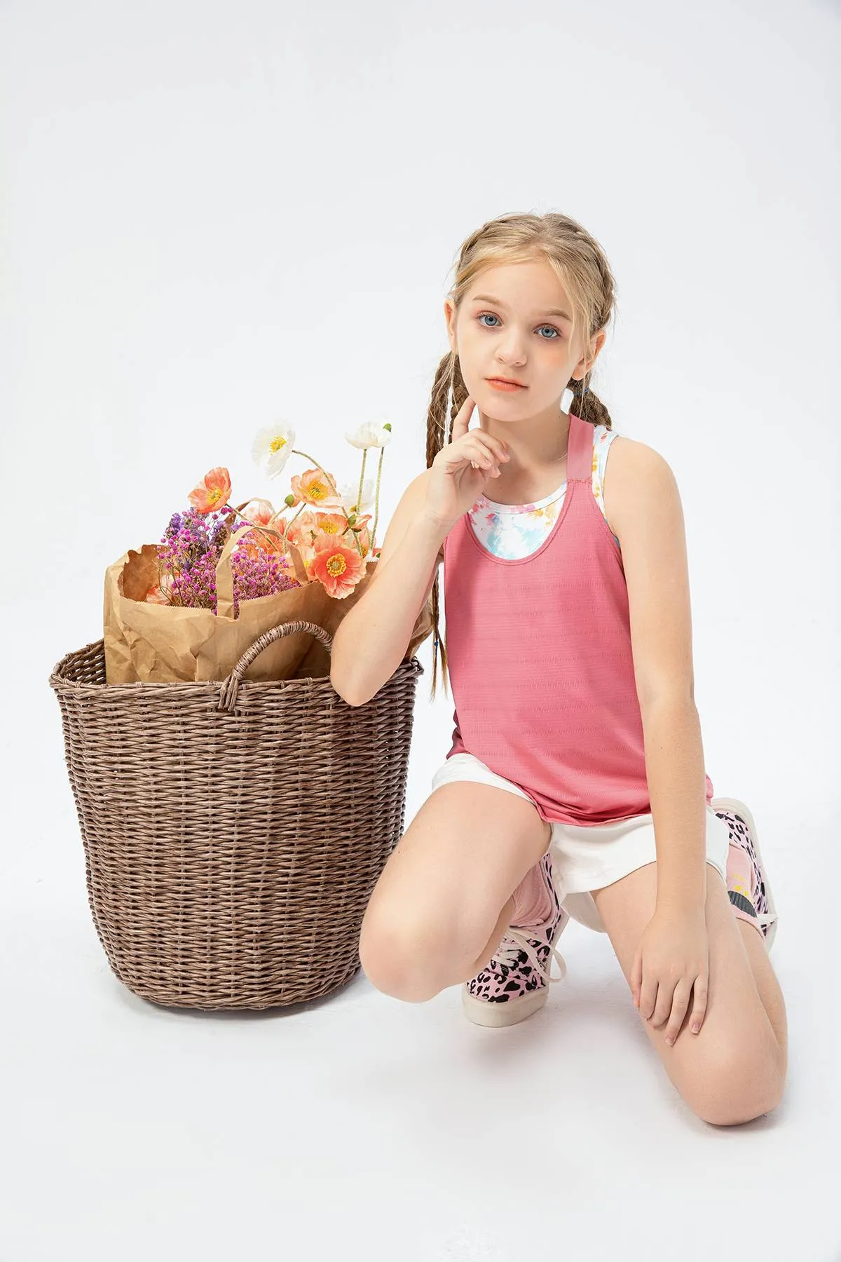 Crew Neck Sleeveless Tank Tops for Girls