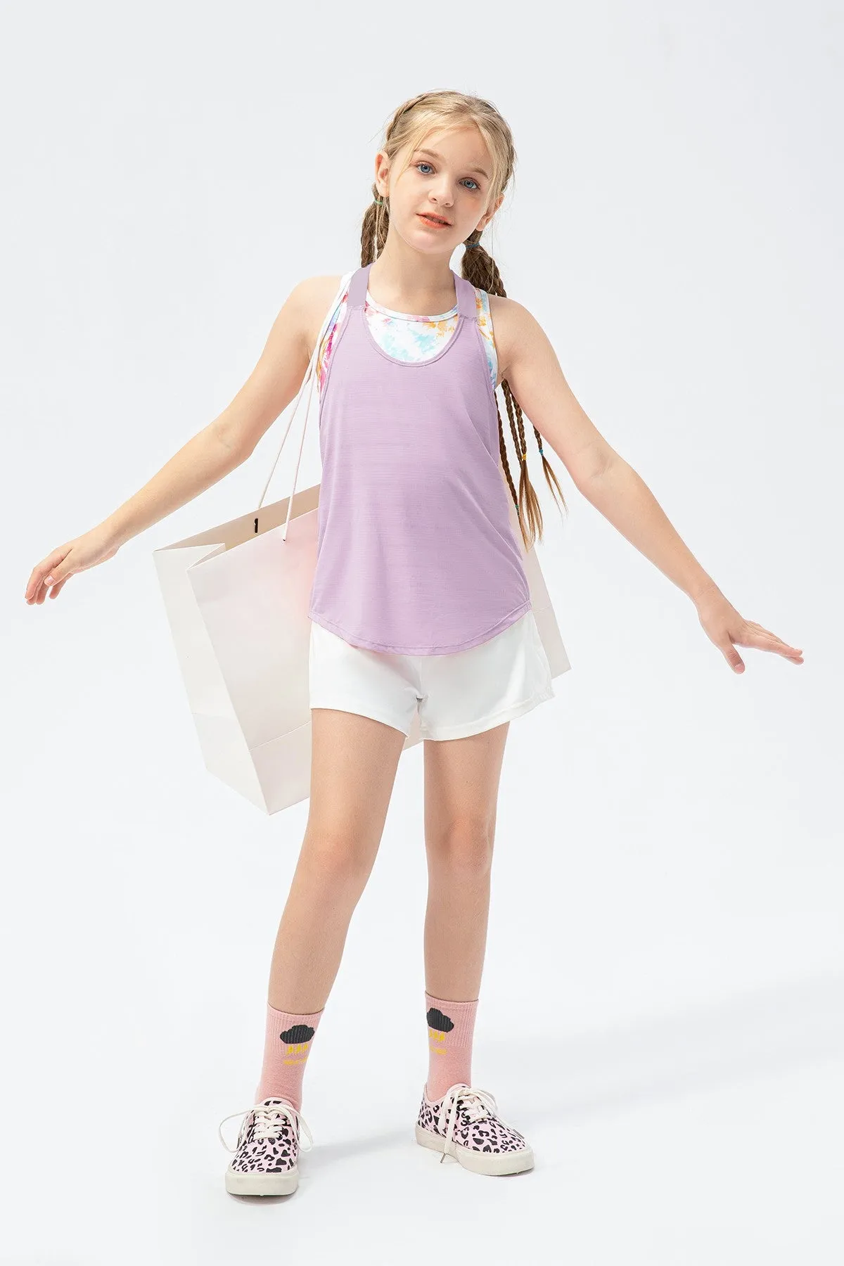 Crew Neck Sleeveless Tank Tops for Girls