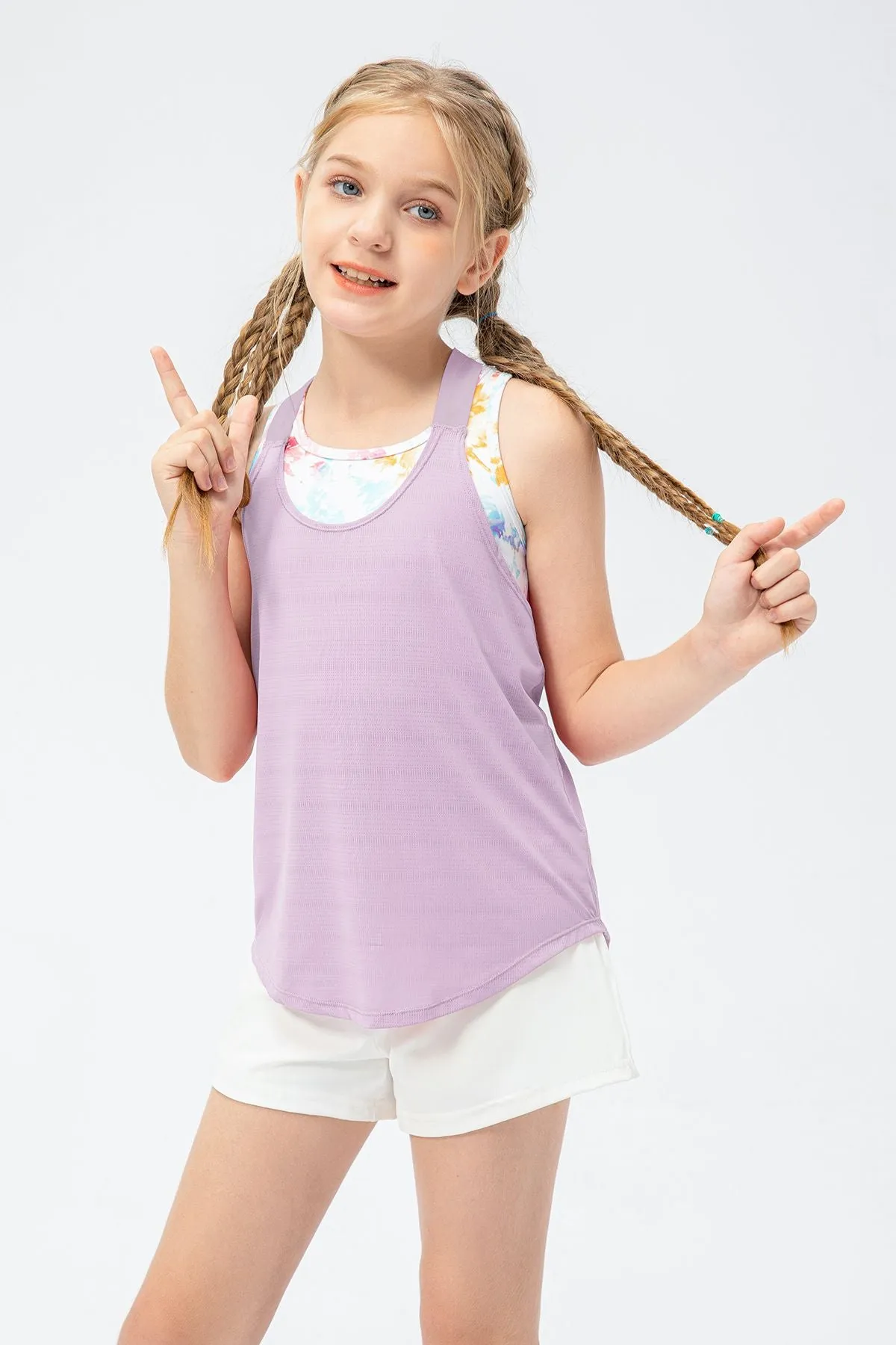 Crew Neck Sleeveless Tank Tops for Girls