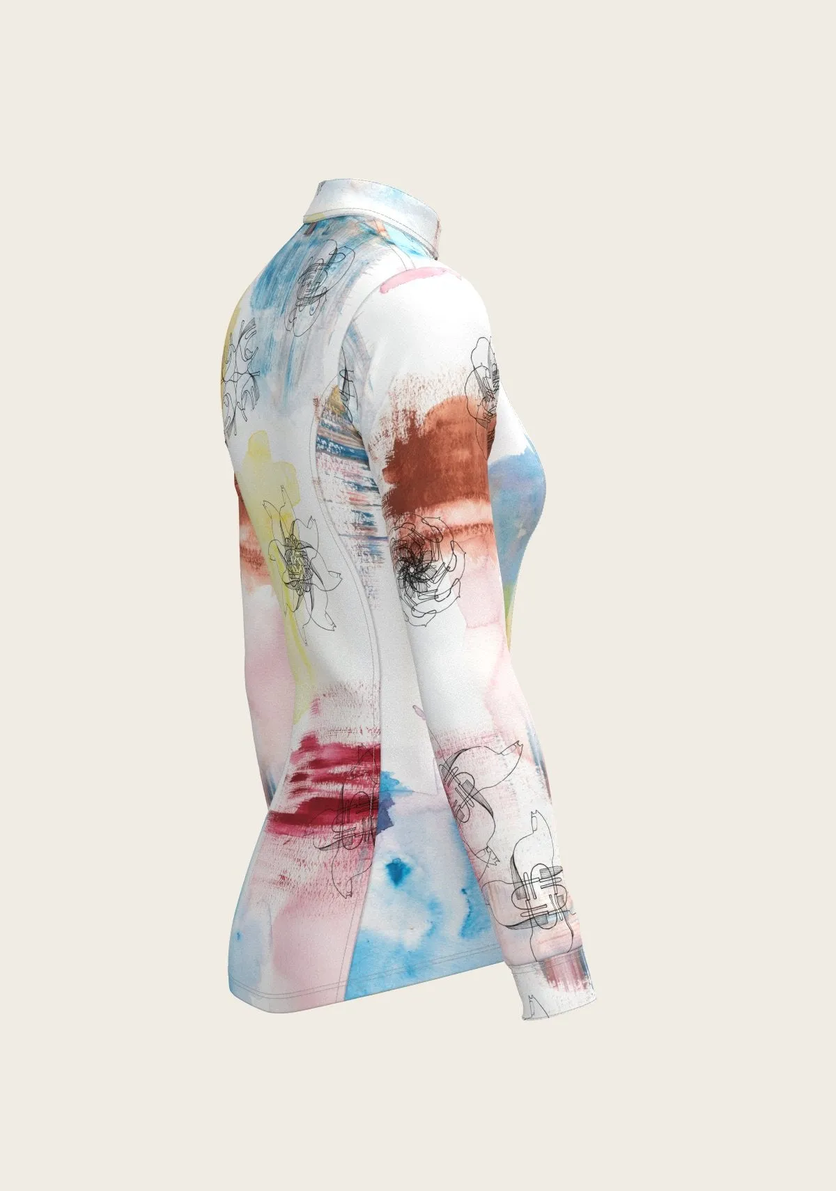 Espoir Equestrian Horse Flower Fair Quarter Zip Sun Shirt