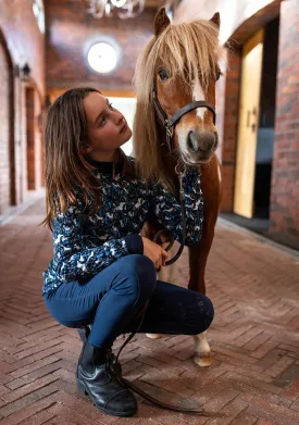Espoir Equestrian Rosettes on Navy Quarter Zip Sun Shirt