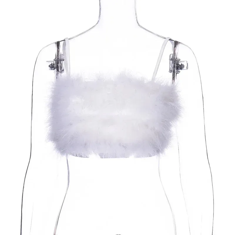 Feather Top Pink Crop Top Women Summer Sleeveless Y2K Tank