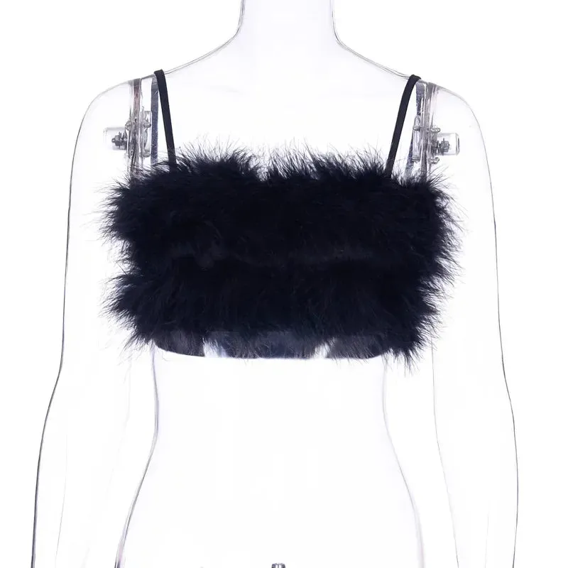 Feather Top Pink Crop Top Women Summer Sleeveless Y2K Tank