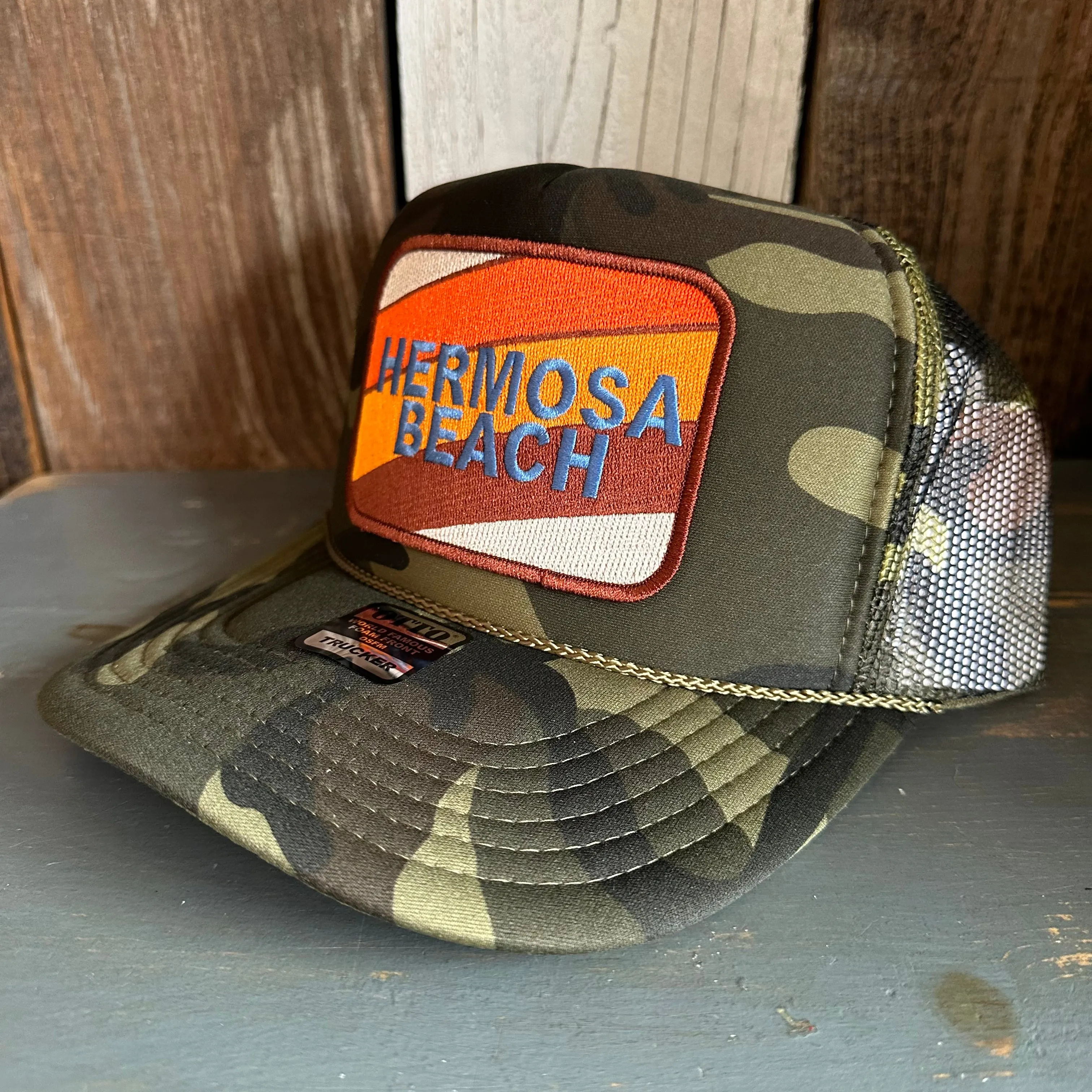 Hermosa Beach GOLF CARTS & YOGA PANTS Trucker Hat - Full Camouflage